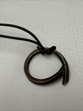 Catherine Zadeh Silver Donut Pendant with Black Cord